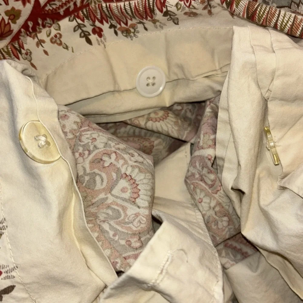 Pottery Barn FULL/QUEEN DUVET PAISLEY RED CREAM AND BLUE 2 Euro Shams